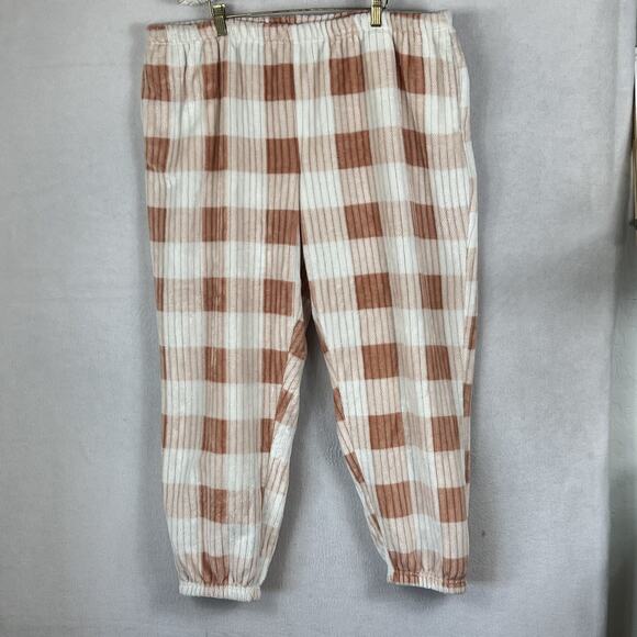Joyspun Pajama Set Sweater & Joggers XL Stay Cozy Gingham Brown Fall - Picture 3 of 15
